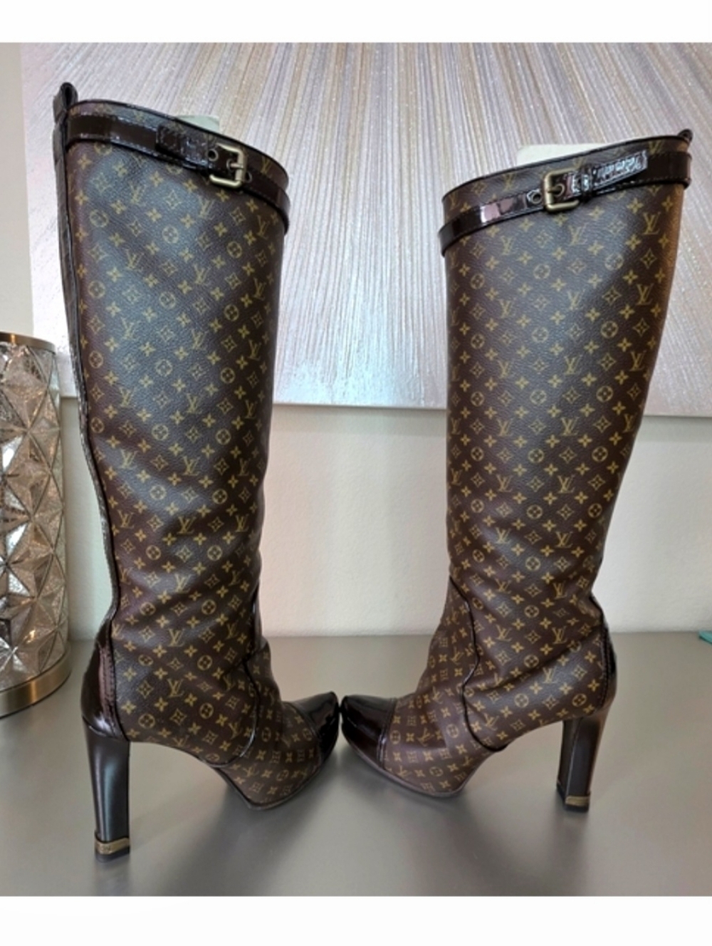 Louis Vuitton Monogram Canvas Patent Leather Knee-high Boots - EU 38.5 / US 8 - Picture 6 of 16